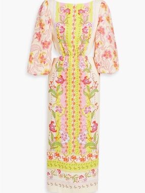 GORGEOUS!!  NWOT Tuckernuck Saloni Cut Out Printed Linen Midi Sz US 10
